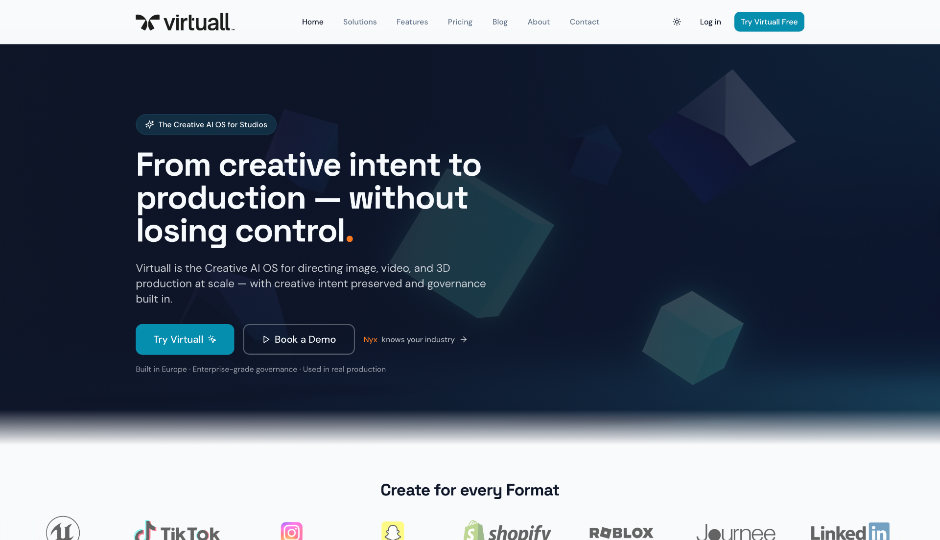 Virtuall Creative AI OS workspace for creating and reviewing assets