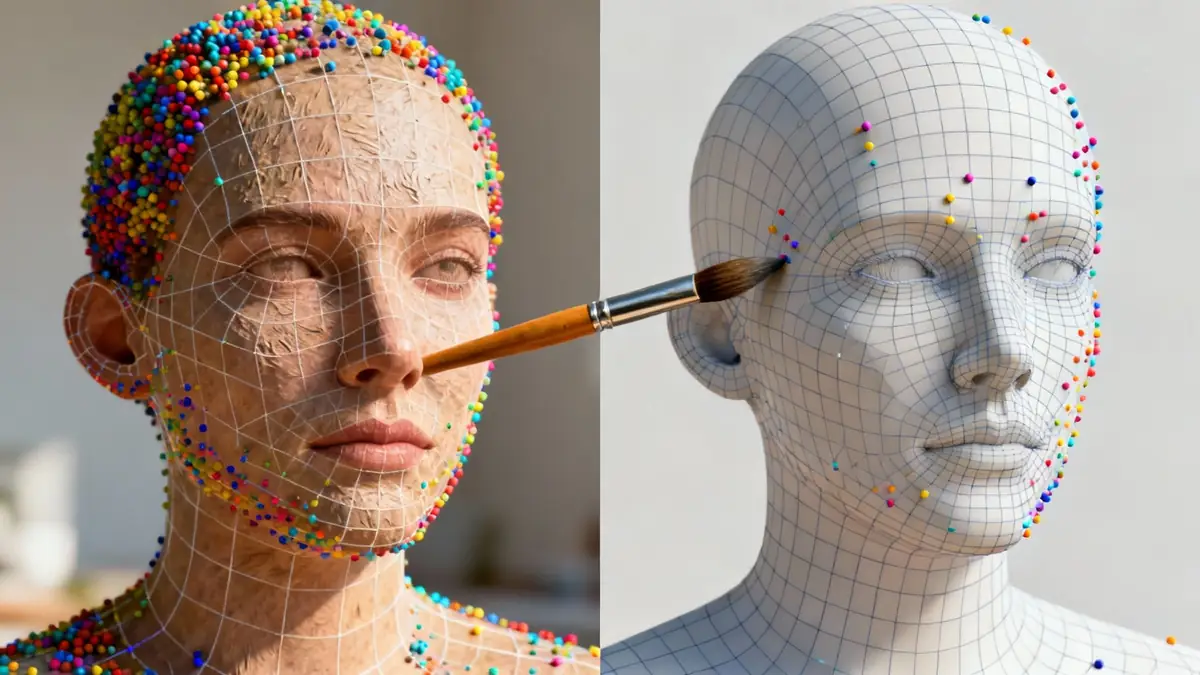 A 3D model being refined in Blender, showing the clean topology of the mesh.