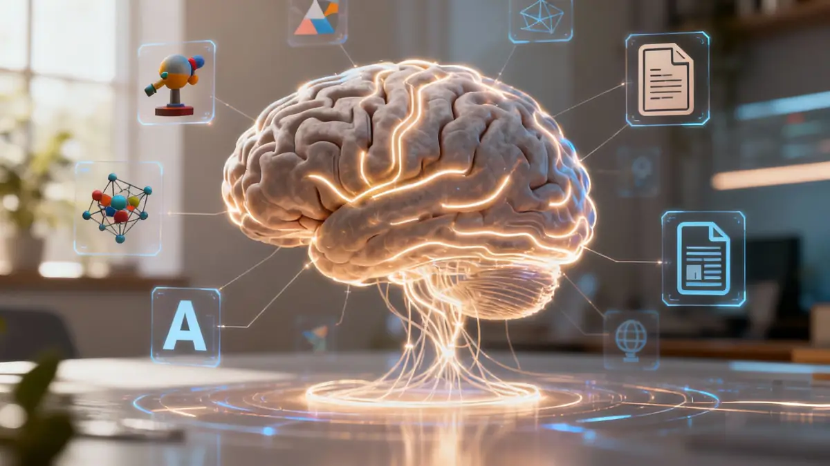 An AI interface overlaying a 3D creative pipeline, showing automated asset tagging and predictive analytics for resources.