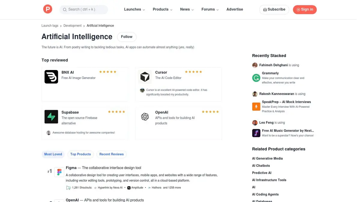 Product Hunt – Artificial Intelligence