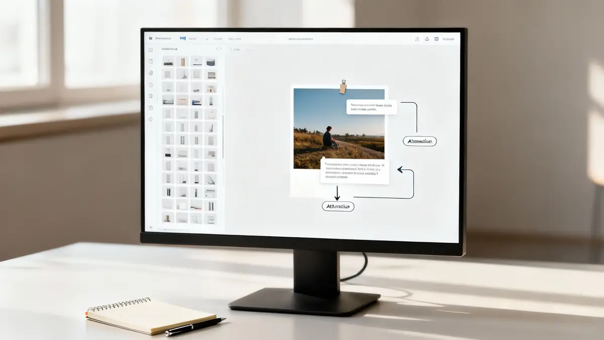 A design team reviews a project on a large screen, highlighting collaborative tools in creative workflow management software.
